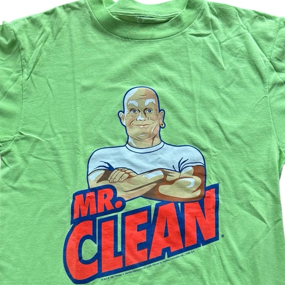 Shirts | Vintage 9s Mr Clean Product Mascot Promo Tee 1997 Lime Green ...